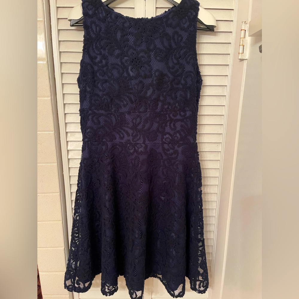 Dress Barn | Navy Blue Black Lace Tank Dress Size 6